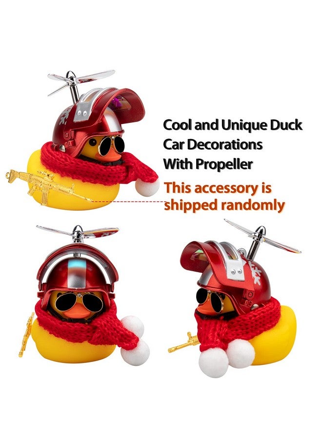 wonuu Rubber Duck Car Decorations Cute Yellow Duck Car Dashboard Ornaments with Propeller (Y-Snow Flake) - Image 4