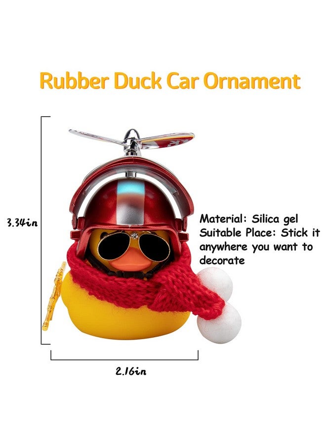 wonuu Rubber Duck Car Decorations Cute Yellow Duck Car Dashboard Ornaments with Propeller (Y-Snow Flake) - Image 5