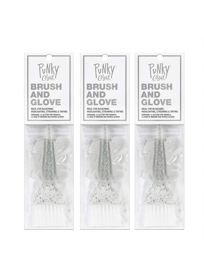 Punky Glitter Brush and Glove Kit, use for Highlighting, Bleaching and Tinting, 3 pack - Image 1