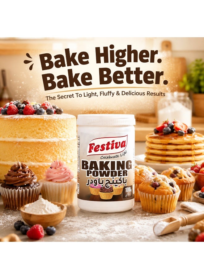 Festiva Baking Powder 100g - Leavening Agent for Cakes, Cookies, Bread and Baking Recipes - Fine Baking Powder - Image 2