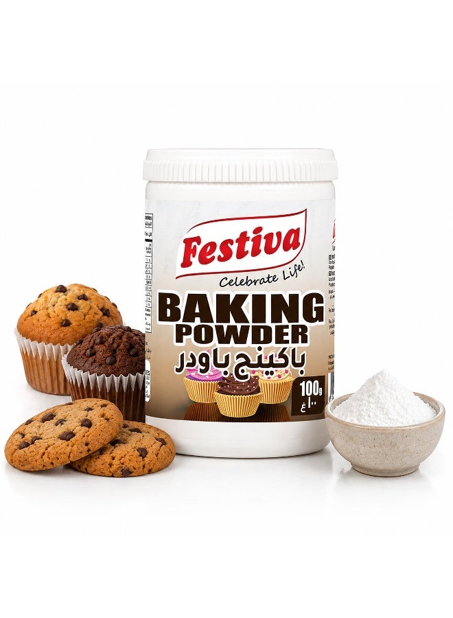 Festiva Baking Powder 100g - Leavening Agent for Cakes, Cookies, Bread and Baking Recipes - Fine Baking Powder - Image 1