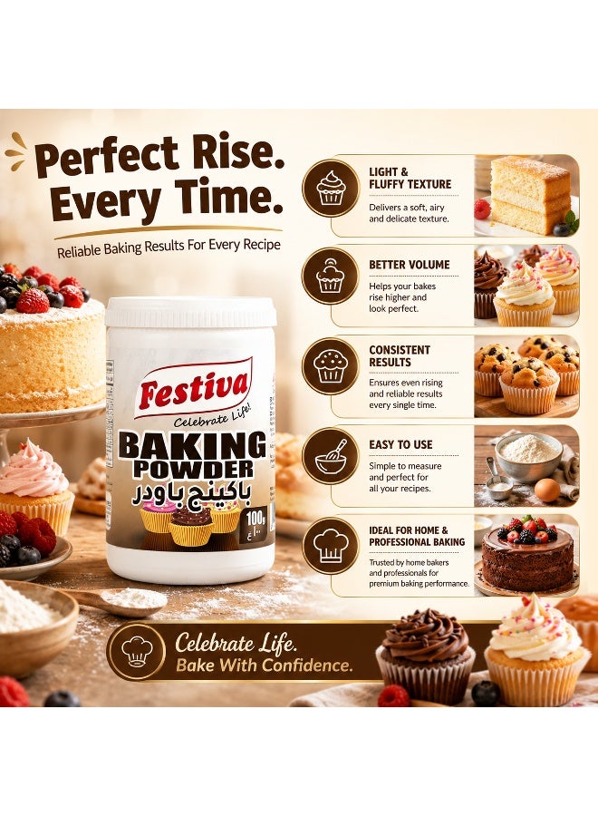 Festiva Baking Powder 100g - Leavening Agent for Cakes, Cookies, Bread and Baking Recipes - Fine Baking Powder - Image 4