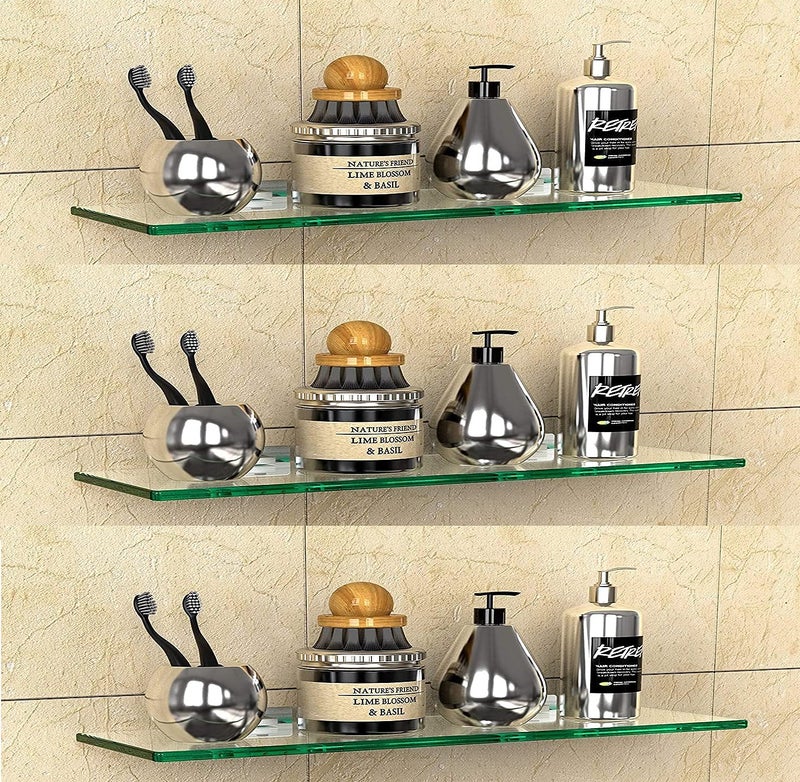 Creative Arts n Frames Set of 3 Multi Purpose Polished Glass Shelves, Wall Mount Shelf for Bathroom, Bedroom, Living Room, Office and Kitchen (12x6 inch) - Image 5