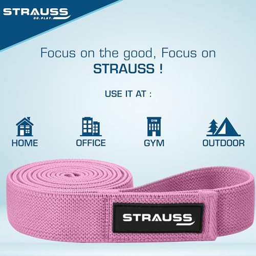 Strauss Fabric Resistance Bands | Resistance Loop Bands for Exercise, and Workout | Ideal for Stretching, Chin Ups, Physical Therapy & Home Exercise for Men & Women (Pink) - Image 2