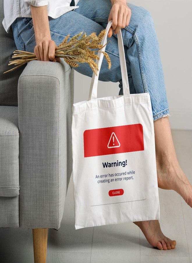 ARTBUG Tote Bag for Women with zip, Aesthetic Canvas tote bag for college girls, office, stylish and reusable - Warning Close - D No - 231 - Image 2