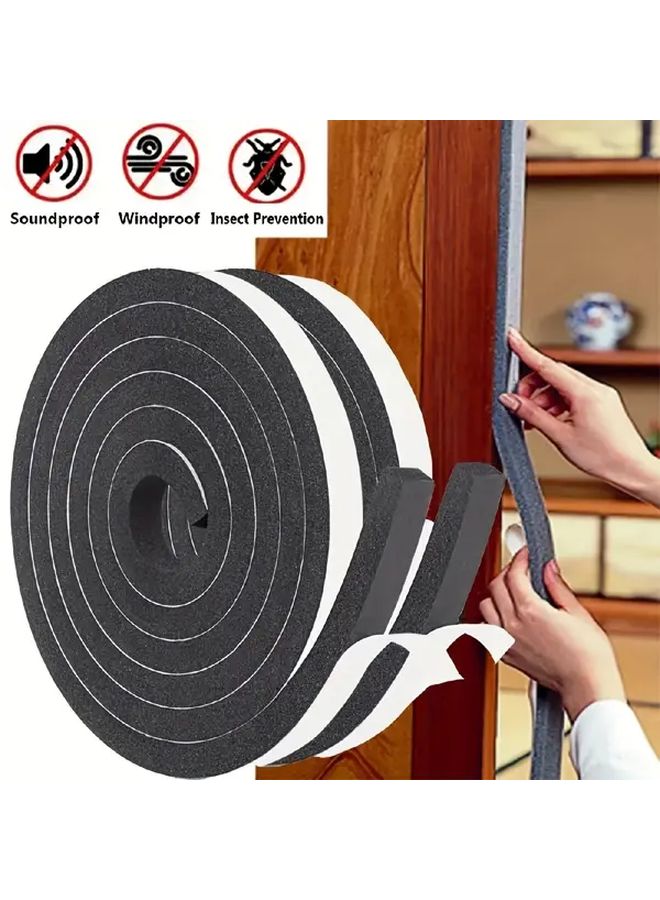 0 59 Inch Self Adhesive Weatherstrip Soundproof Dustproof Sliding Window Trim 2 Rolls 78 74 Inch Length Black` - Image 1