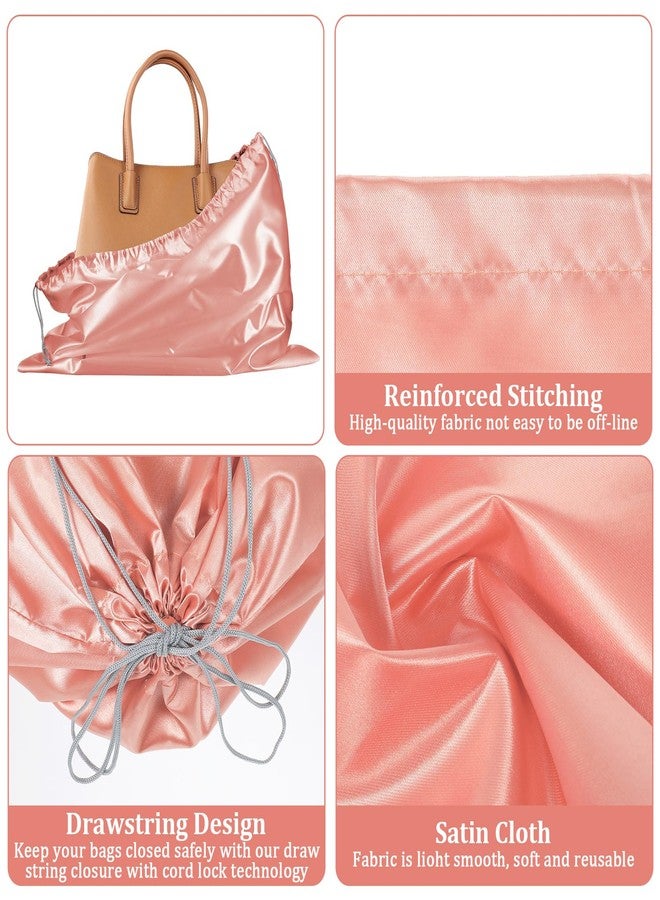 AojSup 12 Pcs Dust Bags for Purses and Handbags Satin Purse Storage Organizer With Drawstring Closure Handbag Protector 16 x 20 in, Pink - Image 3
