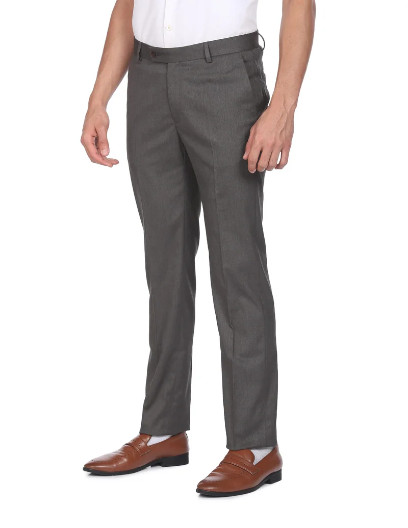 Arrow Dark Grey Super Slim Fit Smart Flex Trousers for Men | Best Price UAE
