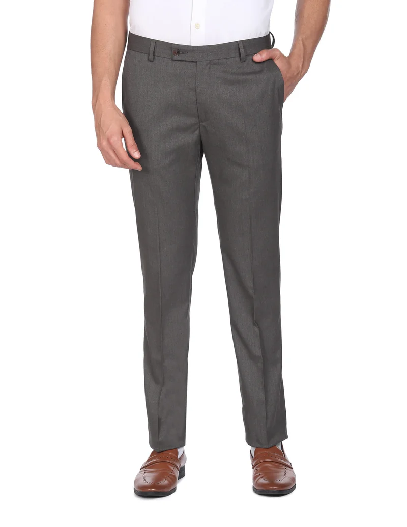 Arrow Dark Grey Super Slim Fit Smart Flex Trousers for Men | Best Price UAE
