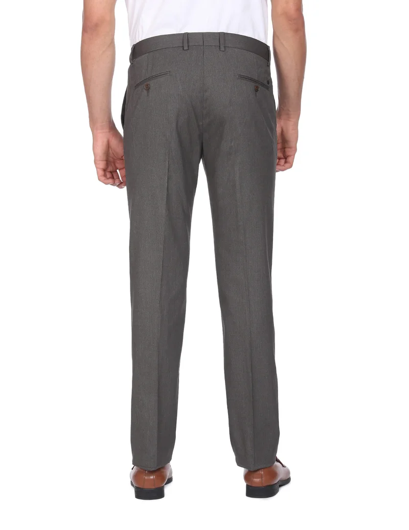 Arrow Dark Grey Super Slim Fit Smart Flex Trousers for Men | Best Price UAE