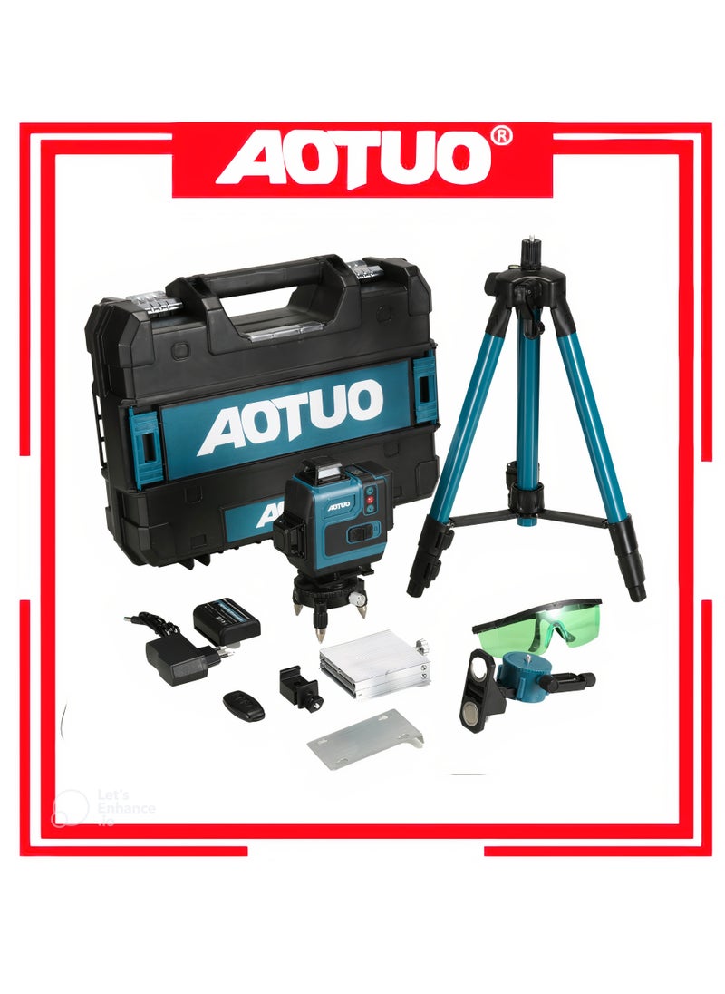 AOTUO 16 Line Laser Level 4x360° Self-Leveling Green Laser Level with Tripod, 4D Green Crosshairs for Construction and Picture Hanging, Laser Measuring Tool with 2 Rechargeable Batteries and Tool Bag…  - Image 1