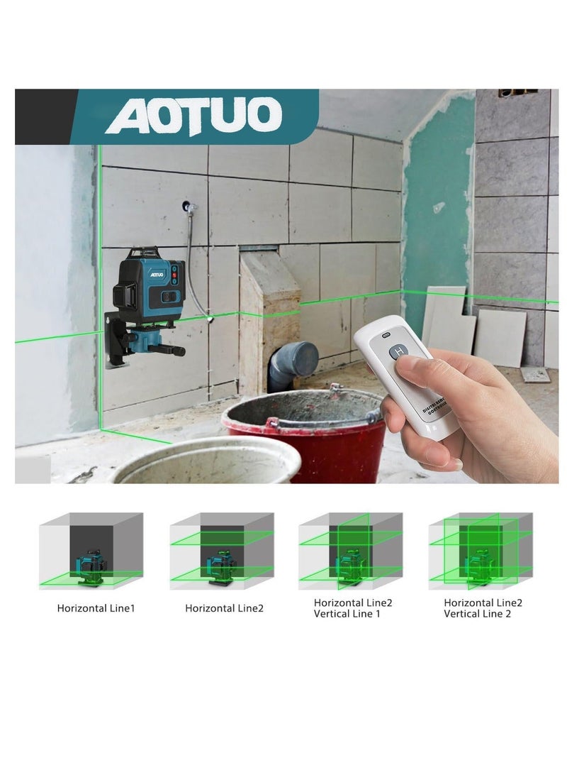 او تو او مستوى ليزر أخضر 4x360° بـ 16 خطًا مع حامل ثلاثي القوائم، وخطوط متقاطعة خضراء رباعية الأبعاد للبناء وتعليق الصور، وأداة قياس بالليزر مع بطاريتين قابلتين لإعادة الشحن وحقيبة أدوات... - Image 2