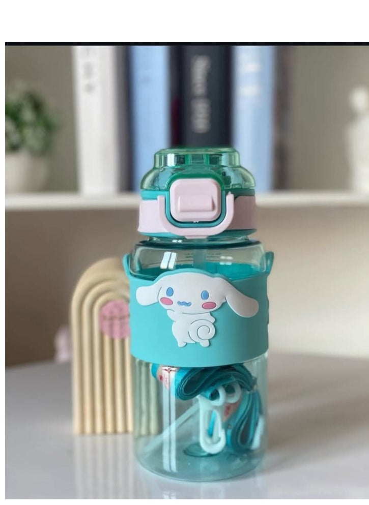Generic - Kids Water Bottle with Straw, 600ml Capacity, Cartoon Design with Lanyard perfect - Image 1