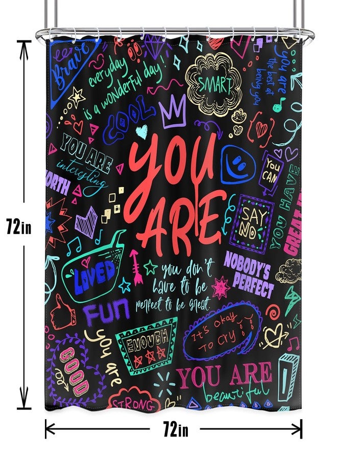 AMBZEK Neon Kids Inspirational Quotes 4Pcs Shower Curtain Sets 72Wx72L Inch You are Motivational Abstract Funny Colorful Artwork Cloth Fabric Waterproof Polyester Bathroom Decor Set with 12 Pack Hooks - Image 4