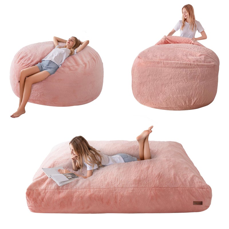 MAXYOYO Giant Bean Bag Chair Bed for Adults Convertible Beanbag Folds from Lazy Chair to Floor Mattress Bed Large Floor Sofa Couch Big Sofa Bed HighDensity Foam Filling Machine Washable
