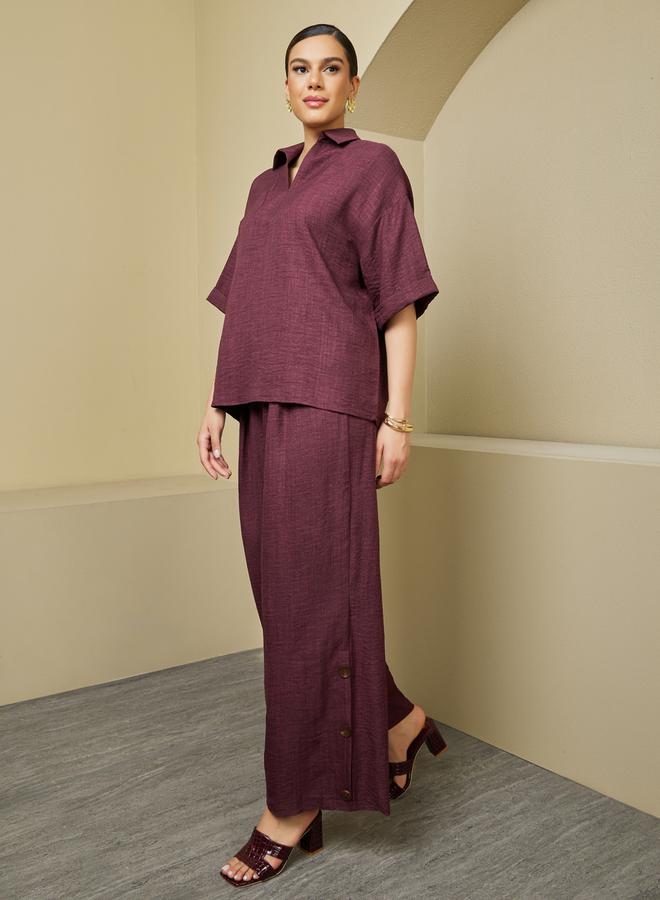 Styli Oversized Short Sleeve Top with Wide Leg Pants Modest Set  - Image 1