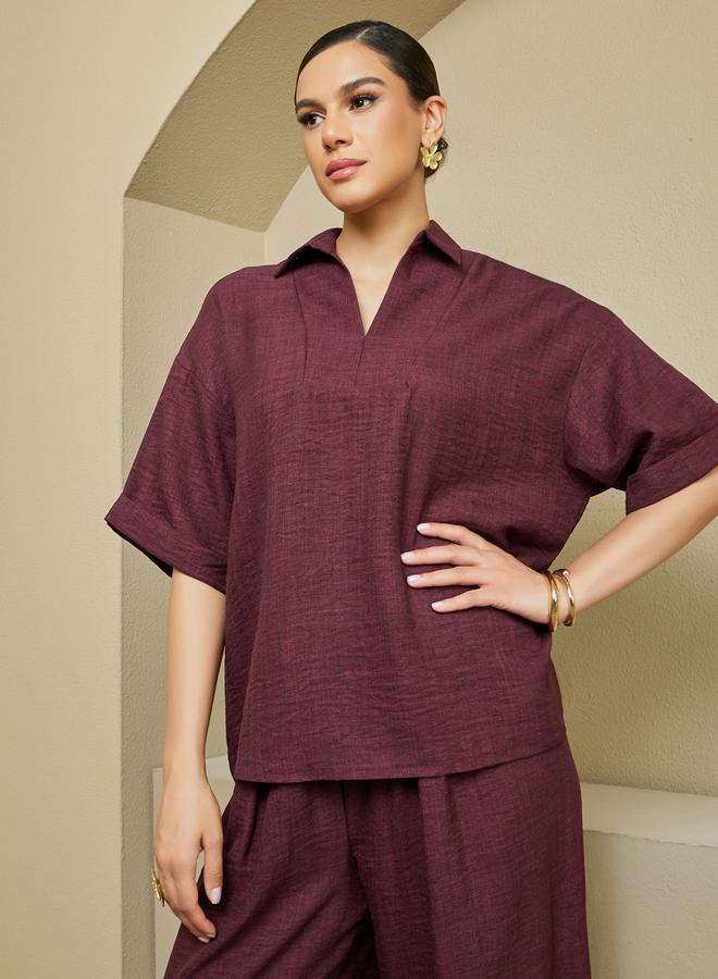 Styli Oversized Short Sleeve Top with Wide Leg Pants Modest Set  - Image 3