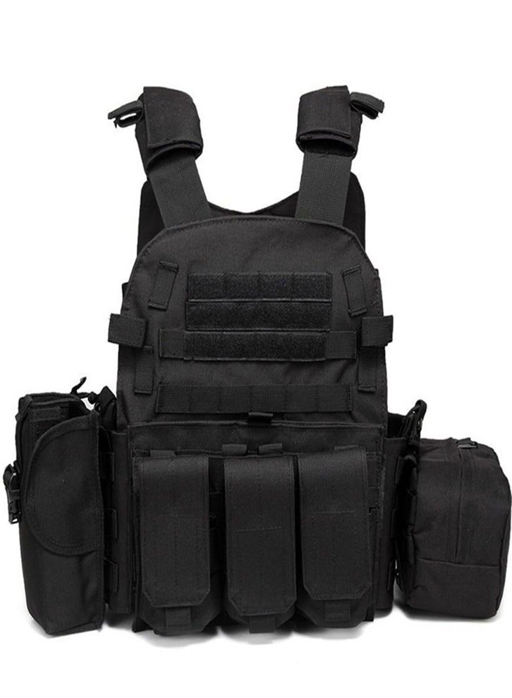 Large Capacity Hunting Vest, Multipurpose Outdoor Jungle Body Protection Vest, Provides Maximum Protection (Black) - Image 1