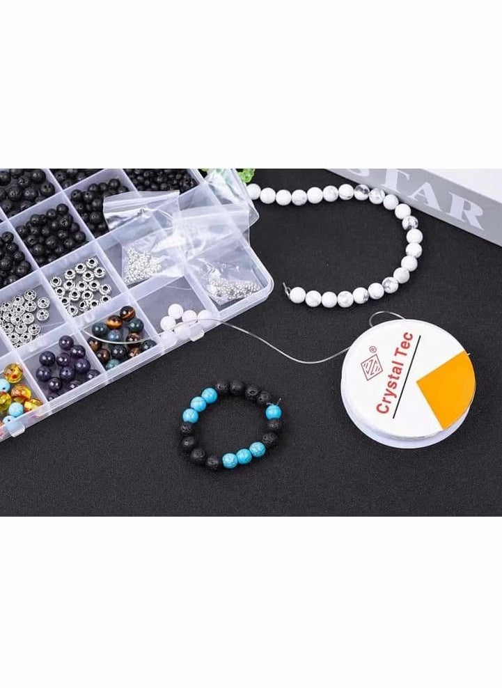 Crystal Tec 5 لفات من سلسلة مرنة قابلة للتمدد، سلسلة من الكريستال، حبل من الخرز، صناعة الألياف للسوار والخرز وصناعة المجوهرات (0.7 مم)  - Image 3
