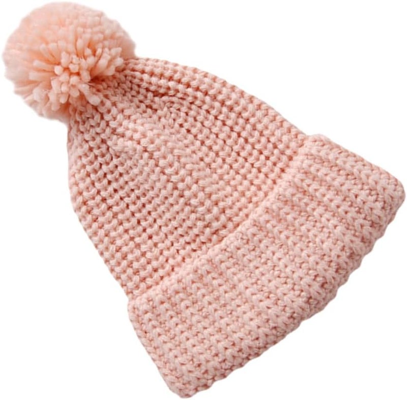 Pink Knitted Beanie Winter Hat For Boys And Girls Warm Woolen Newborn Baby - Image 1
