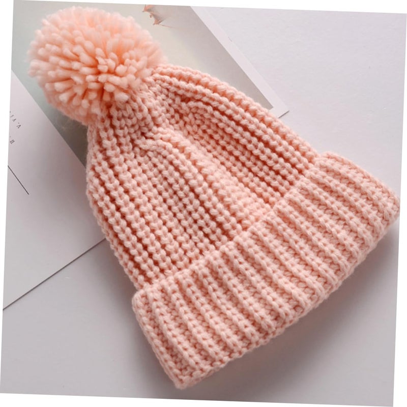 Pink Knitted Beanie Winter Hat For Boys And Girls Warm Woolen Newborn Baby - Image 5