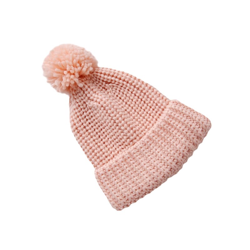 Pink Knitted Beanie Winter Hat For Boys And Girls Warm Woolen Newborn Baby - Image 2