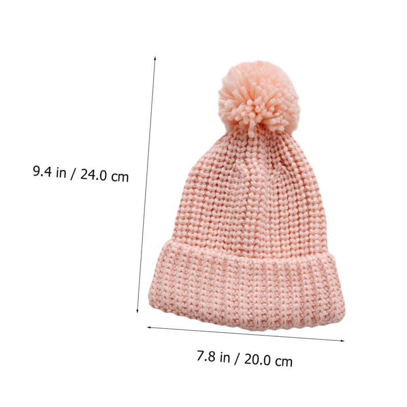 Pink Knitted Beanie Winter Hat For Boys And Girls Warm Woolen Newborn Baby - Image 4
