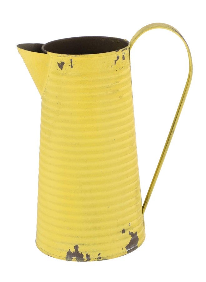 هيموتون مزهرية زهور هيموتون الريفية، مزهرية مجلفنة، إبريق معدني أنيق، إبريق زهور، قطعة مركزية لطاولة على طراز ريفي فرنسي، علبة حليب، دلو معدني ريفي - Image 1