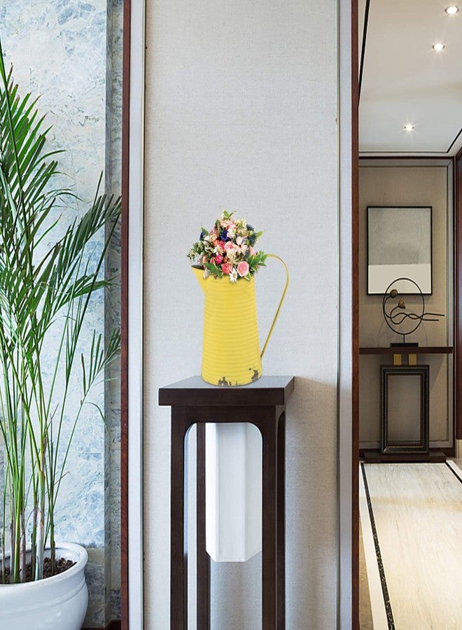 هيموتون مزهرية زهور هيموتون الريفية، مزهرية مجلفنة، إبريق معدني أنيق، إبريق زهور، قطعة مركزية لطاولة على طراز ريفي فرنسي، علبة حليب، دلو معدني ريفي - Image 2