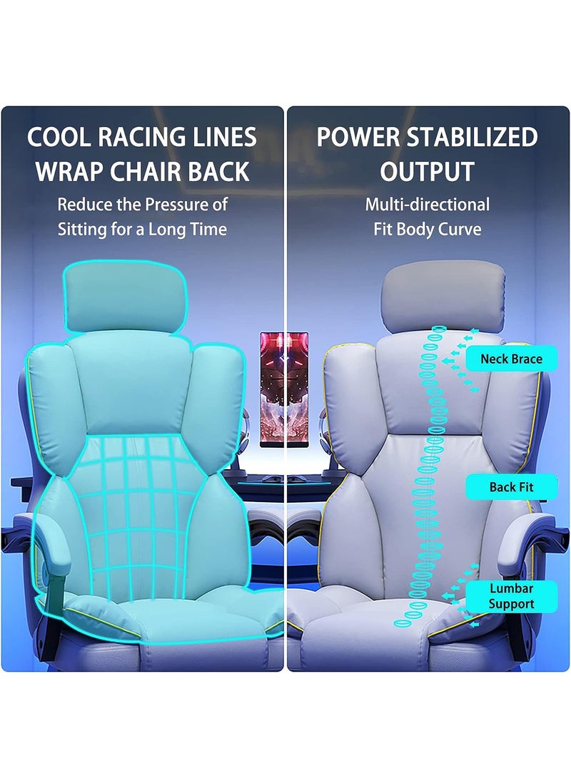 GT-Wheel Ergonomic Desk Computer Chair High Back Gaming Office Chair with Lumbar Support Adjustable Swivel Retractable Footrest and Arm-Rest - Image 4