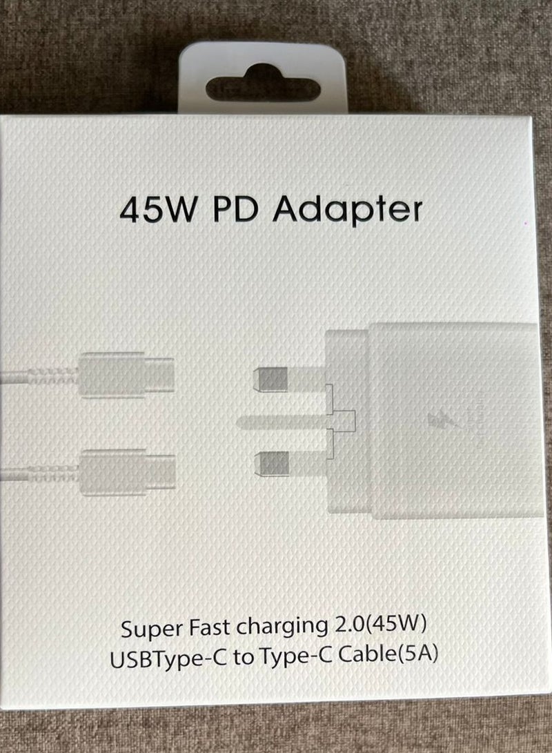 محول شاحن PD فائق السرعة بقدرة 45 وات، وكابل USB من النوع C إلى النوع C، وشحن فائق السرعة 5 أمبير 2.0 - Image 4