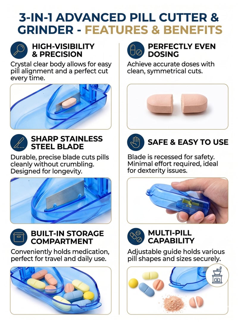 Pill Cutter & Splitter – Portable Tablet Divider with Stainless Steel Blade for Accurate Dosage & Easy Cutting - Image 5