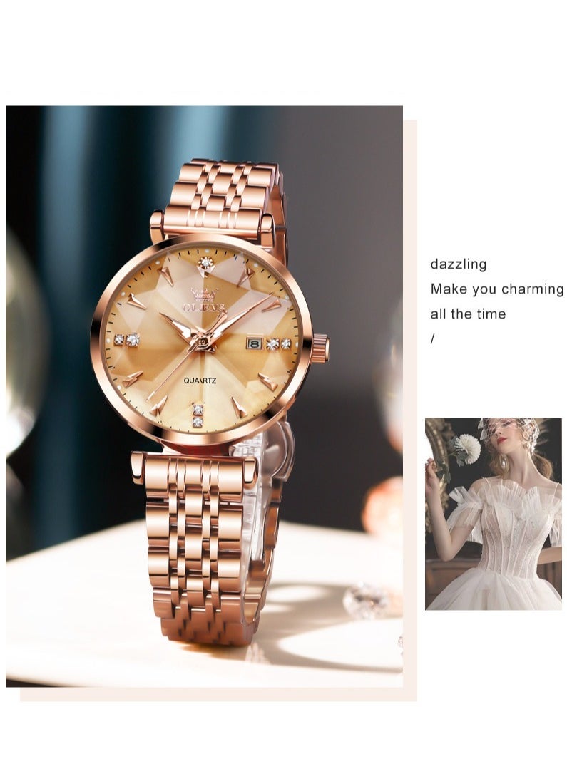 OLEVS Watches for Women Stainless Steel Quartz Water Resistant Analog Watch 32mm 5536 - Image 4