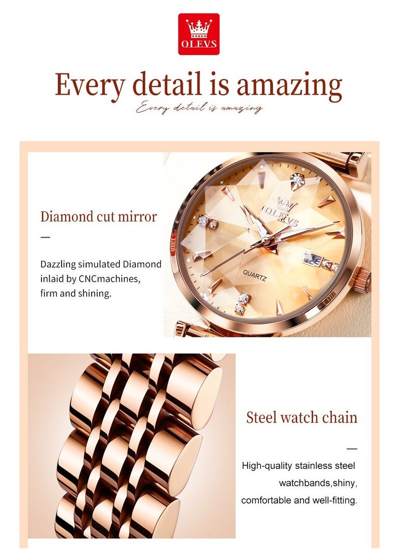 OLEVS Watches for Women Stainless Steel Quartz Water Resistant Analog Watch 32mm 5536 - Image 5