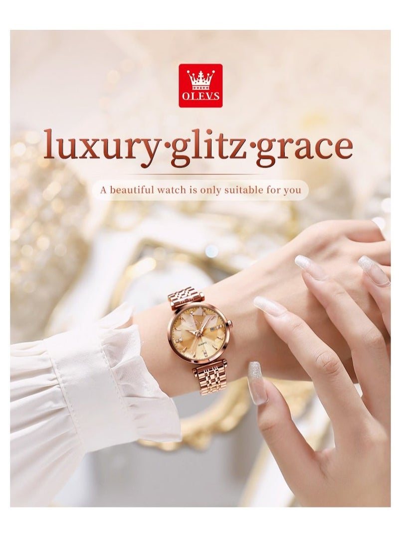 OLEVS Watches for Women Stainless Steel Quartz Water Resistant Analog Watch 32mm 5536 - Image 2