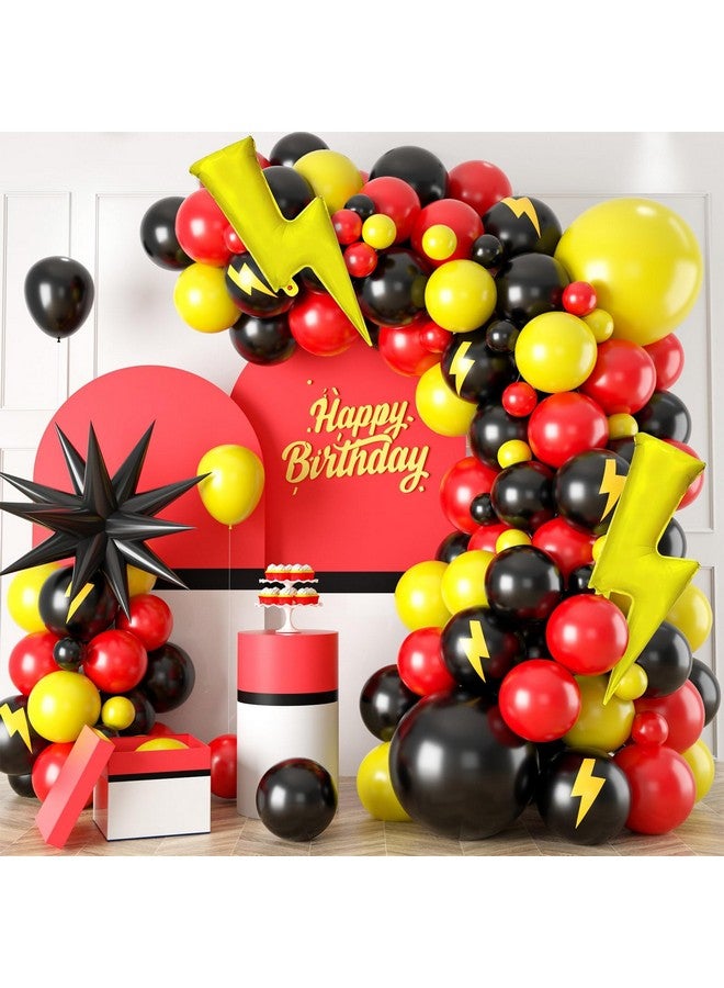 Sowide Red Black Yellow Balloon Garland Arch Kit,Cartoon Game Birthday Party Decorations,Cartoon Theme Latex Balloon Arch For Cartoon Ball Baby Shower Birthday Party Supplies - Image 1