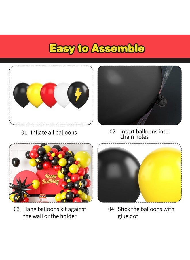 Sowide Red Black Yellow Balloon Garland Arch Kit,Cartoon Game Birthday Party Decorations,Cartoon Theme Latex Balloon Arch For Cartoon Ball Baby Shower Birthday Party Supplies - Image 3