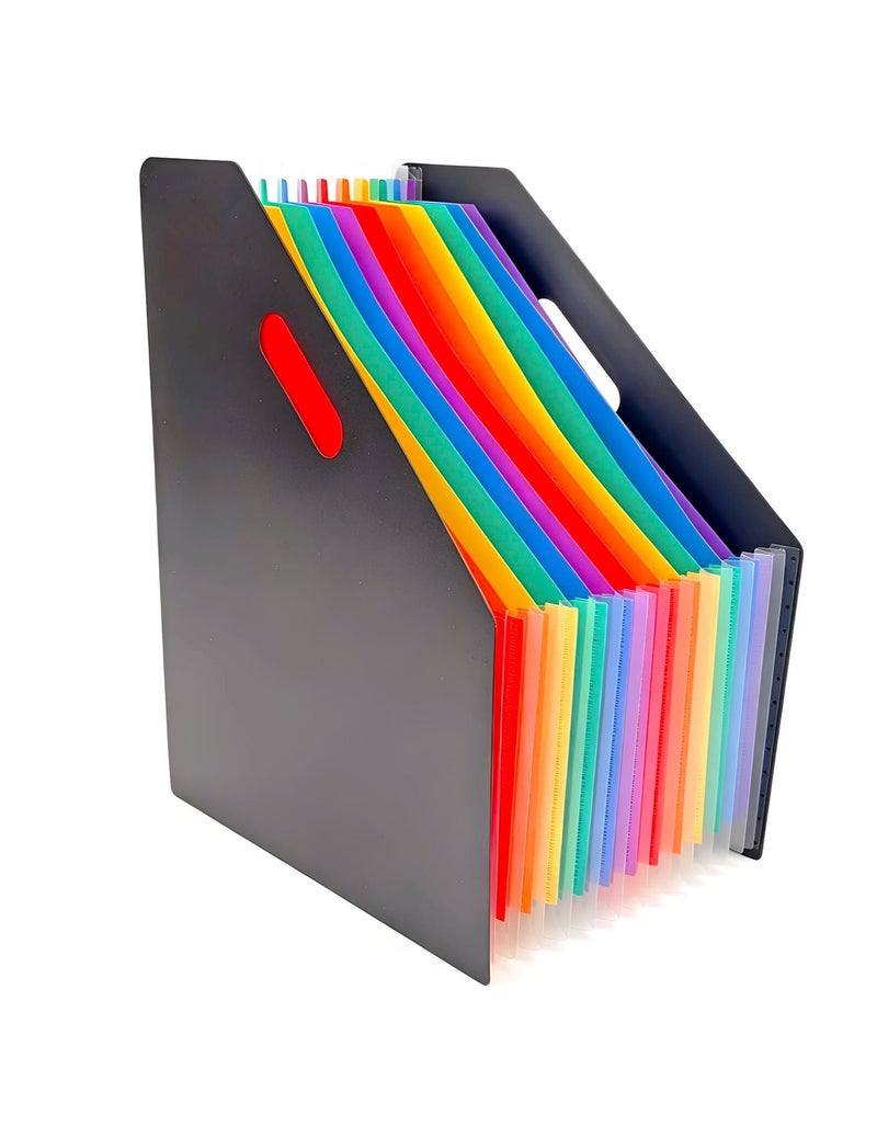 A4 Rainbow Expanding File Organizer, 13-Pocket Desk Document Holder, PP Material, Desktop File Folder for Office & Student Document Storage - Image 1