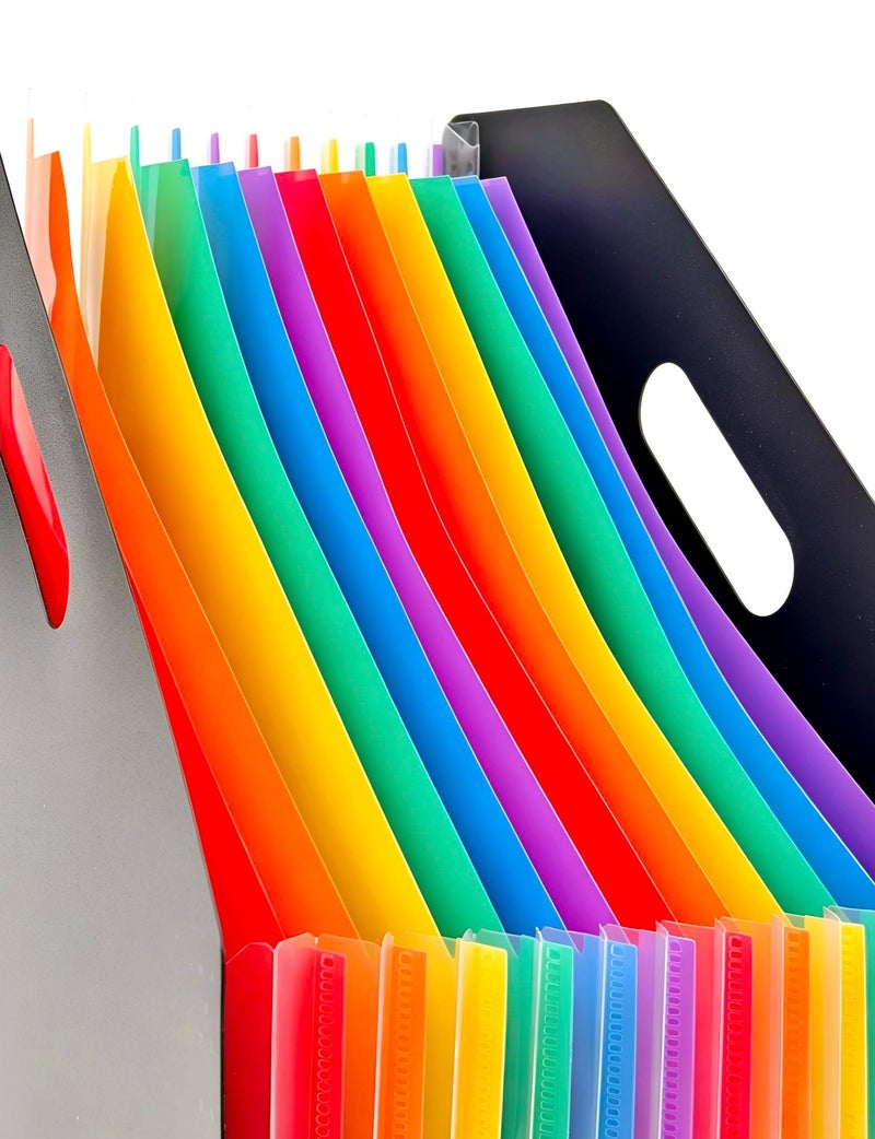 A4 Rainbow Expanding File Organizer, 13-Pocket Desk Document Holder, PP Material, Desktop File Folder for Office & Student Document Storage - Image 3