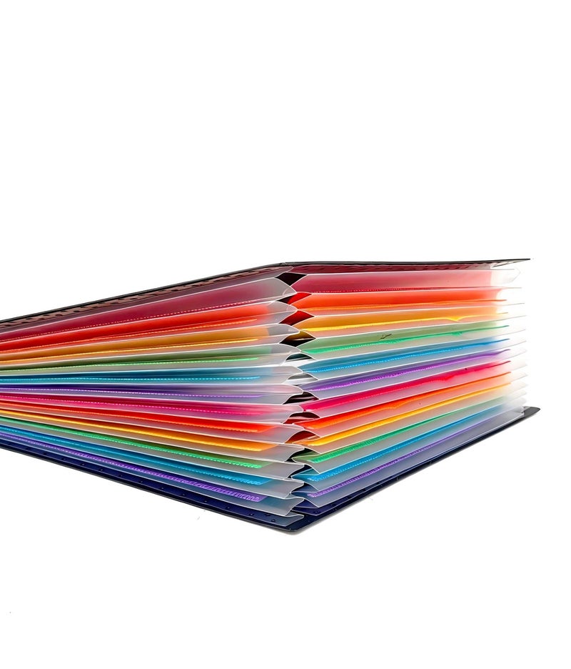A4 Rainbow Expanding File Organizer, 13-Pocket Desk Document Holder, PP Material, Desktop File Folder for Office & Student Document Storage - Image 2