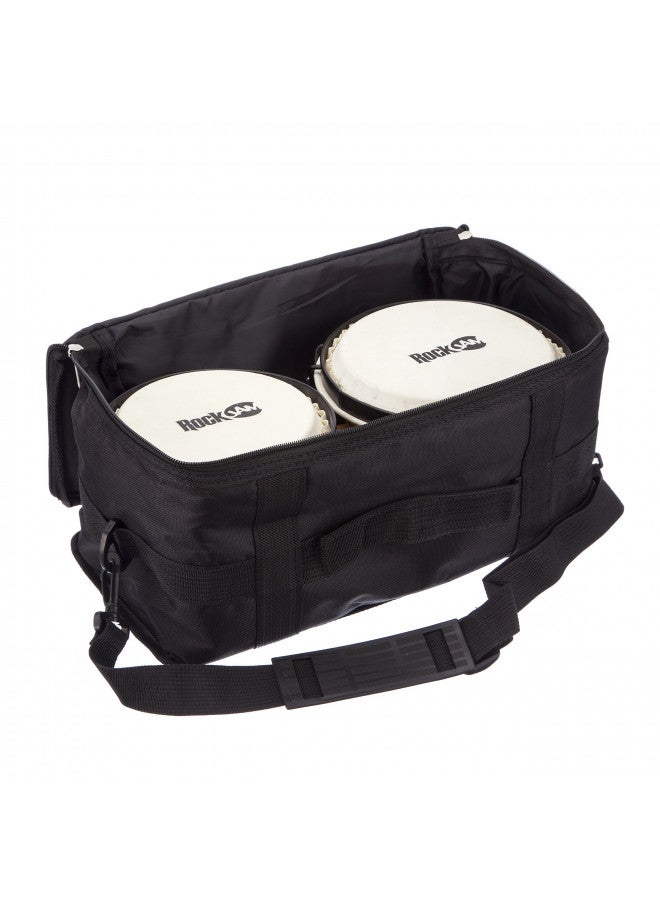 RockJam طقم طبول بونغو RockJam 7" و 8" مع حقيبة مبطنة ومفتاح ضبط، طبيعي - Image 3