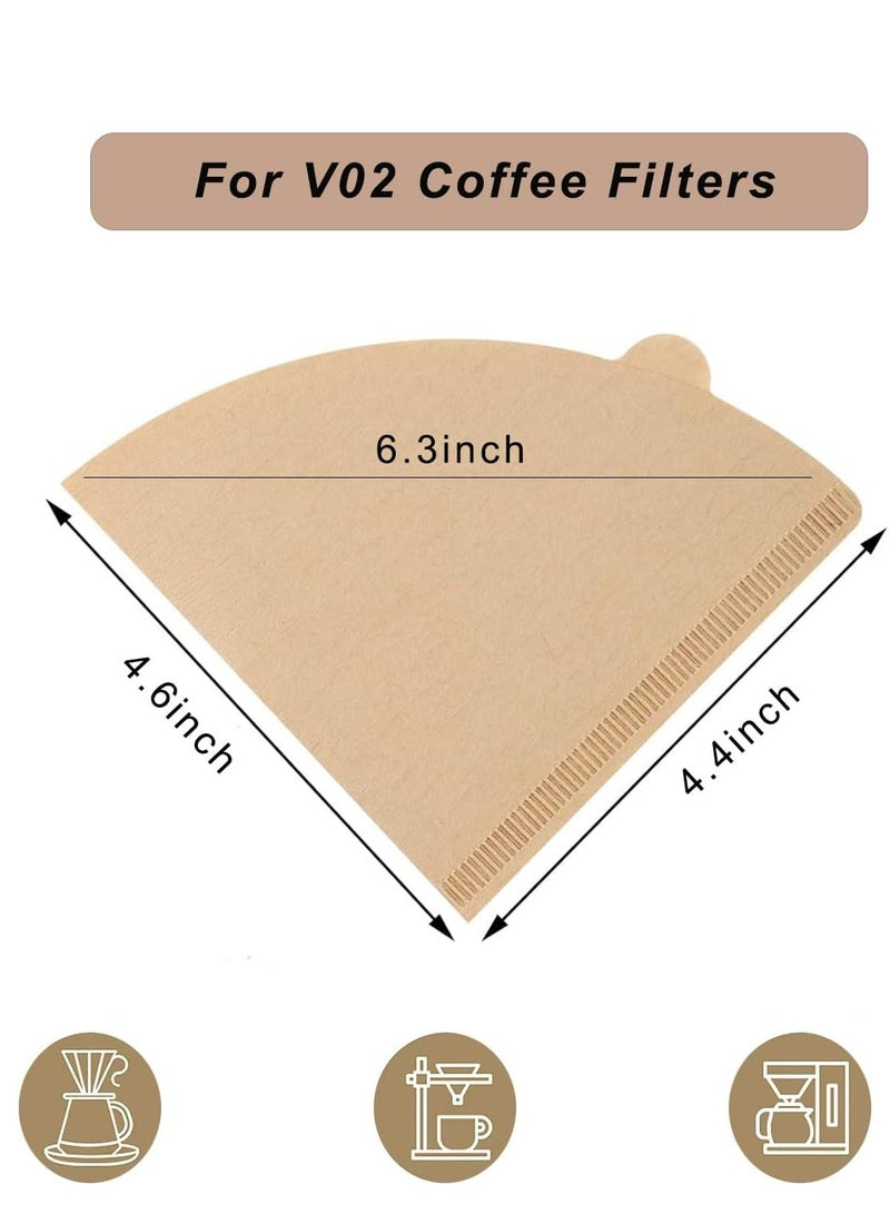 ووفيكسر فلتر قهوة 300 قطعة، ورق فلتر قهوة V60 غير مبيض للاستخدام مرة واحدة، لآلات صنع القهوة بالتنقيط والصب، 2 4 أكواب، لون بني - Image 2