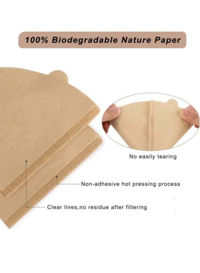 ووفيكسر فلتر قهوة 300 قطعة، ورق فلتر قهوة V60 غير مبيض للاستخدام مرة واحدة، لآلات صنع القهوة بالتنقيط والصب، 2 4 أكواب، لون بني - Image 3