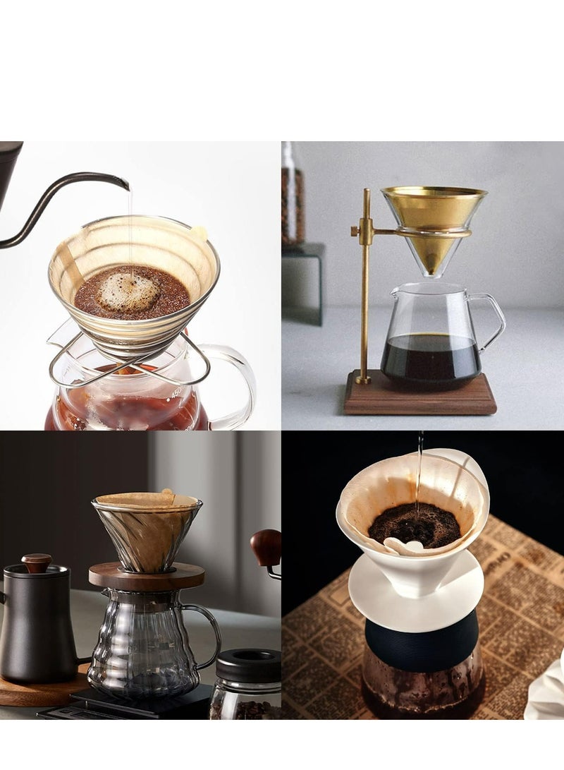 ووفيكسر فلتر قهوة 300 قطعة، ورق فلتر قهوة V60 غير مبيض للاستخدام مرة واحدة، لآلات صنع القهوة بالتنقيط والصب، 2 4 أكواب، لون بني - Image 5