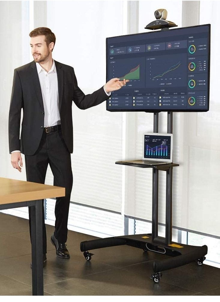 Mobile TV Stand With Lockable Wheels For 32-65 Inch TVs Black - Image 1