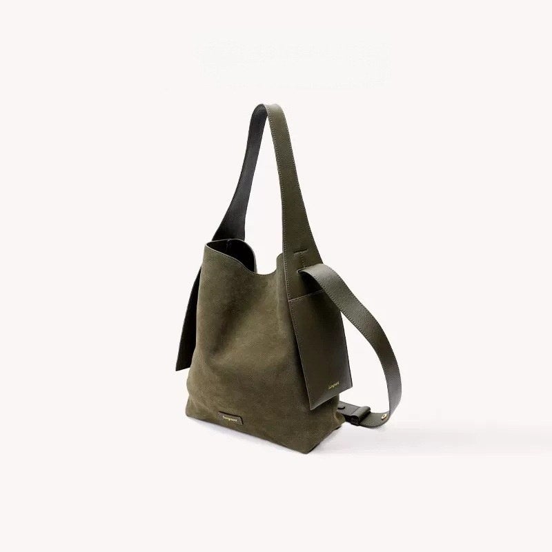 Lightweight Tote Bag with Green Leather Detail, Everyday Ready - Image 3
