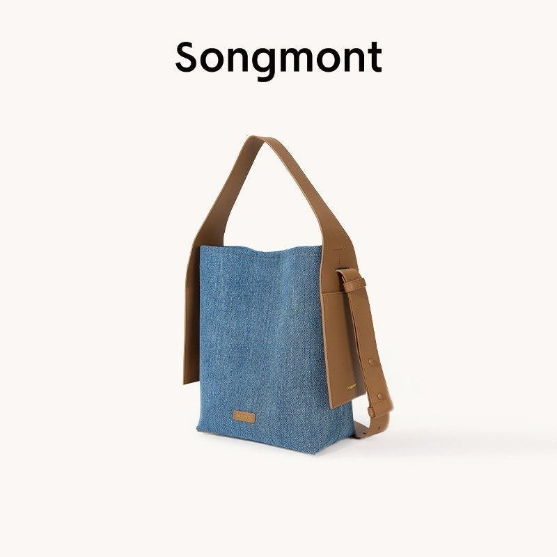 Lightweight Tote Bag with Green Leather Detail, Everyday Ready - Image 1