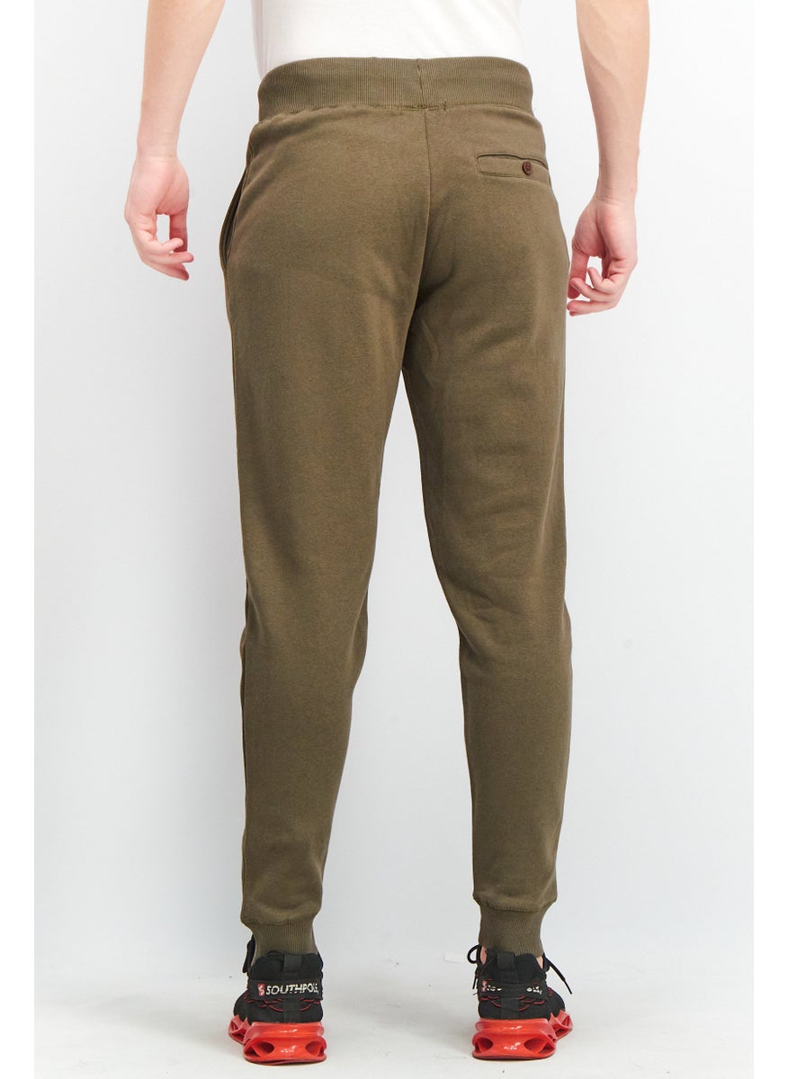 French Connection Men Regular Fit Plain Jogger Pants, Khaki Olive  - Image 4