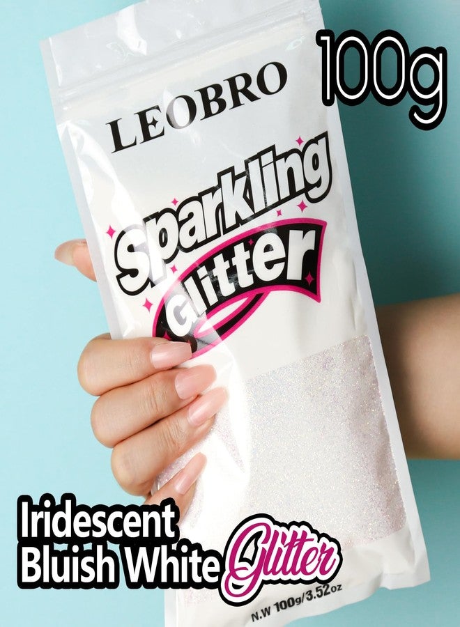 LEOBRO White Glitter, 100g / 3.5 oz Iridescent Fine Glitter for Crafts, Resin, DIY Jewelry Keychains Flowers Party Decorations, Iridescent Bluish White - Image 2