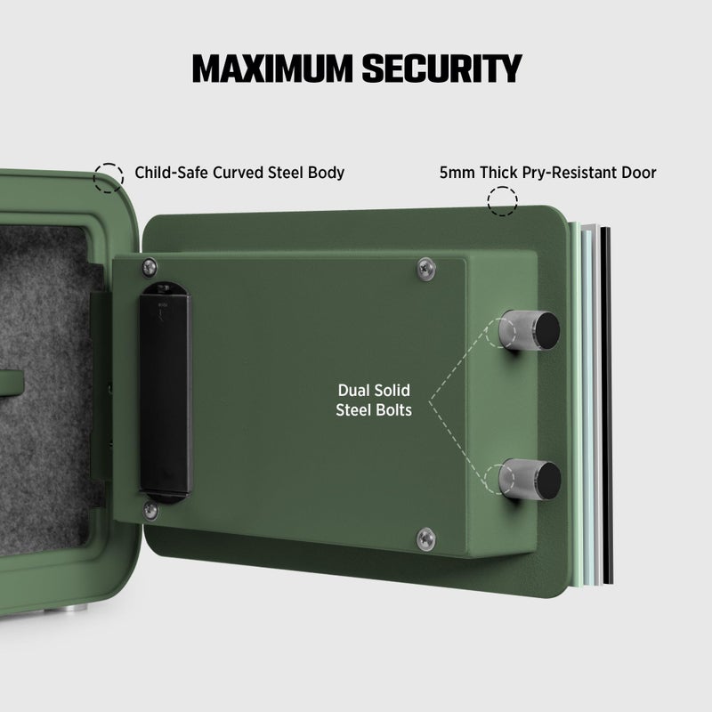 ISLANDSAFE Digital Safe Box, 1.0 Cu.ft Heavy Duty Solid Steel Home Safe with Keypad, Small Personal Security Lock Box for Money, Jewelry, Anti-Theft Money Box for Hotel, Dorm, Office (Green) - Image 3